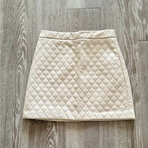 Anthropologie Greylin Quilted Faux Leather Beige Mini Skirt
